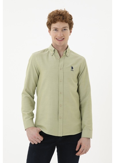 U.s. Polo Assn. Erkek Açık Haki Gömlek Basic 50287805-vr183 Açık Haki