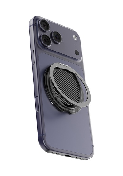Lenyes Cr212 Aramid Fiber 360 Derece Dönebilen Magnetik Ring Stand Telefon Tutucu Siyah