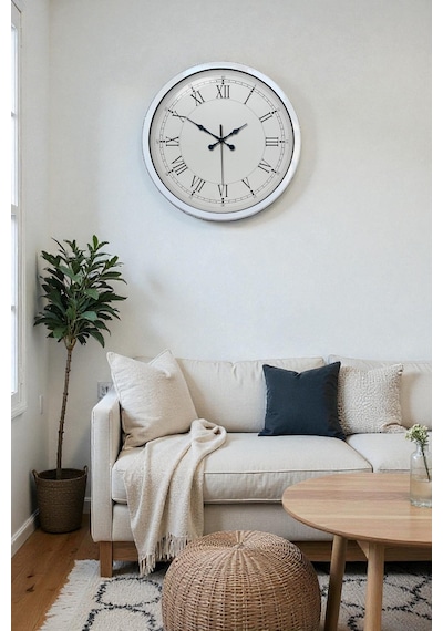40 Cm Beyaz Metal Retro Duvar Saati