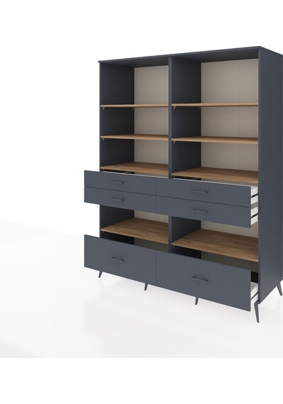 Kronos Gardrop 8 Raflı 6 Çekmeceli 176x59x221 Antrasit-çam/antrasit Çam/antrasit Kronos Gardrop 8 Raflı 6 Çekmeceli 176x59x221 Antrasit-çam/antrasit Çam/antrasit