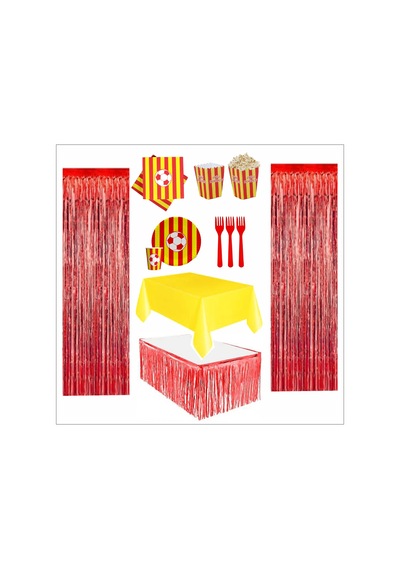 Taraftar Galatasaray Tabak, Bardak, Mısır Kutusu, Peçete, Çatal, Kürdan, Fon Perde, Masa Örtüsü, Masa Eteği