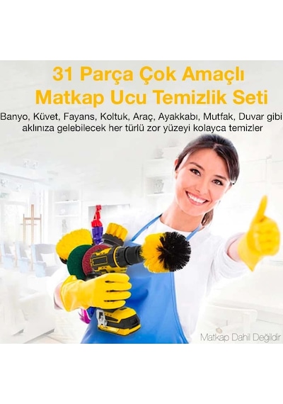 Ally 31 Parça Çok Amaçlı Ev Banyo Ve Araç Matkap Ucu Temizlik Seti- 5775