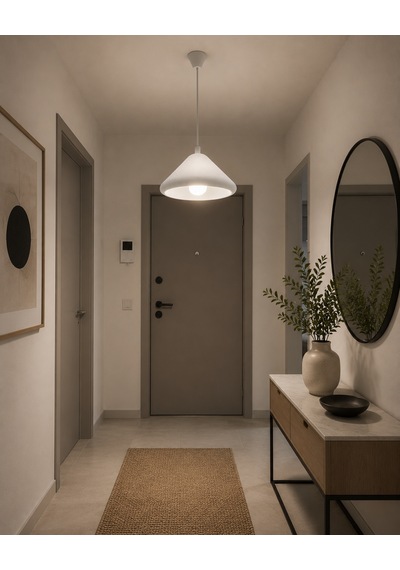 Kubbe Form Sarkıt Avize Beton Görünümlü Dokulu Modern Dekoratif Avize E27 25 Cm - Beyaz