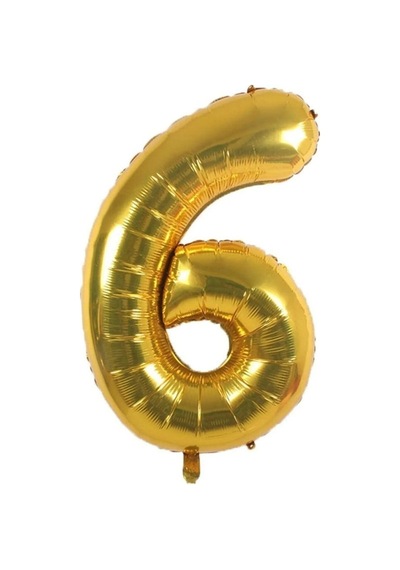 Folyo Balon 6 Rakamı Helyum Balon 36 Cm Gold Renk - 6 Yaş Balonu - 6 Yaş Balon -6 Number Ballon Çok Renkli