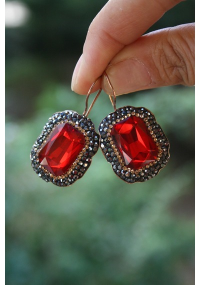 Stoneage Jewellery Kristal Taşlı El Yapımı Küpe Bronz