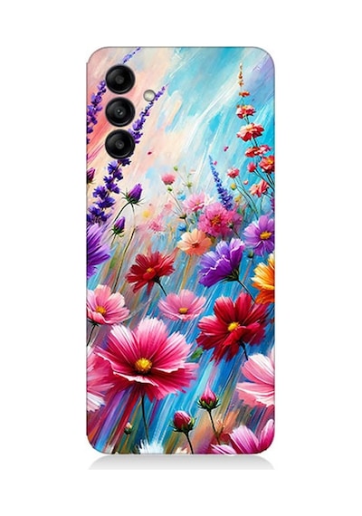 Samsung Galaxy M14 Uyumlu Renk Patlamasında Çiçek Tarlası Desenli Silikon Kılıf Çok Renkli