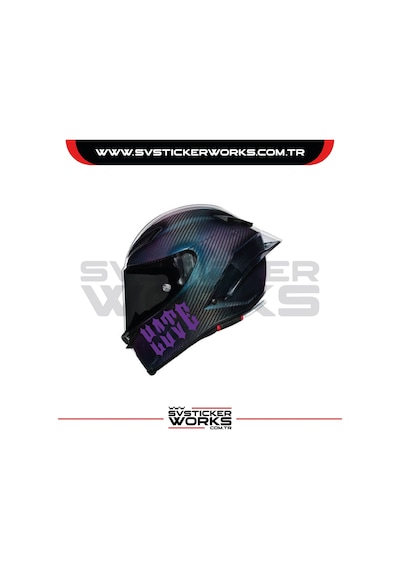 Love Hate Sticker Kask Sticker Kasklar Uyumlu Tek Yön 1 Adet Mor