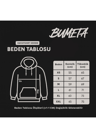 Bumeta Yılbaşı Santa Noel Baba Peace Sweatshirt Unisex Kapüşonlu Hoodie Siyah