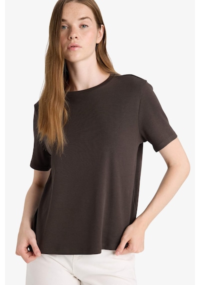 Defacto Regular Fit Bisiklet Yaka Kısa Kollu Tişört D7579ax25aubn115 Kahve