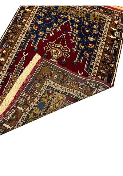 El Dokuma Sıfır Yahyalı Halısı Seccade 80x120 Kök Boya %100 Yün Namazlık Kırmızı
