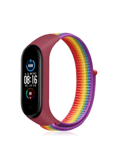 Newface - 575 - Xiaomi Mi Band 4 Hasırlı Cırtcırtlı Kordon - - Csmo-tex - Gökkuşağı 1
