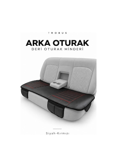 Audi A4 2001-2004 Çizgili Suni Deri 3'lü Minder Siyah Kırmızı