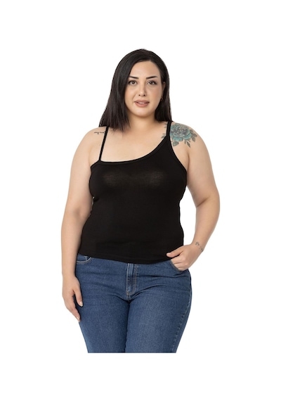 Disentis Büyük Beden Asimetrik Askılı Viskon Siyah Body-siyah Siyah
