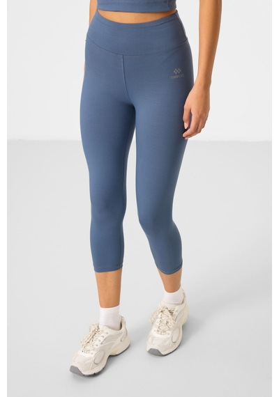 Tommylife Petrol Yüksek Bel Kapri-crop Atlet Slim Fit Kadın Tayt Takım - 95284