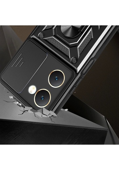 Vivo Y18 Kılıf Magnetik Standlı Kamera Korumalı Zore Sürgülü Vega Kapak