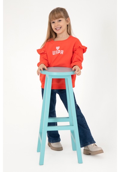 U.s. Polo Assn. Kız Çocuk Nar Çiçeği Sweatshirt 50296389-vr239 Nar Çiçeği