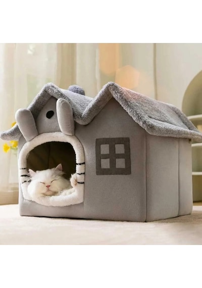 Tineke Büyük Boy Yumuşak Derin Uyku Ve Kış Evi Villa Kedi Yatağı