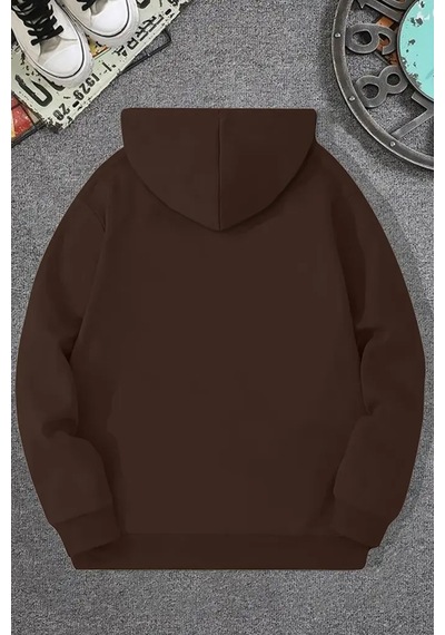 Uyguntarz Paris Baskılı Pamuklu Oversize Sweatshirt Kahverengi