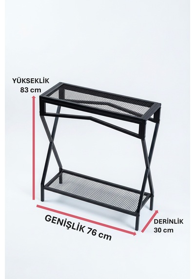 Dekoratif Metal Dresuar Siyah Metal Raflı Stand Çok Amaçlı Salon Ve Hol Rafı