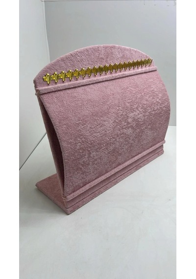 Bombeli Süet Kumaş Pembe Renk 20/24 Cm Ayaklı Kancalı Bileklik Sergileme Standı