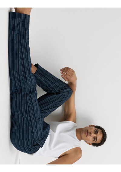 Marks & Spencer Saf Pamuklu Çizgili Pijama Altı T07005128 Lacivert