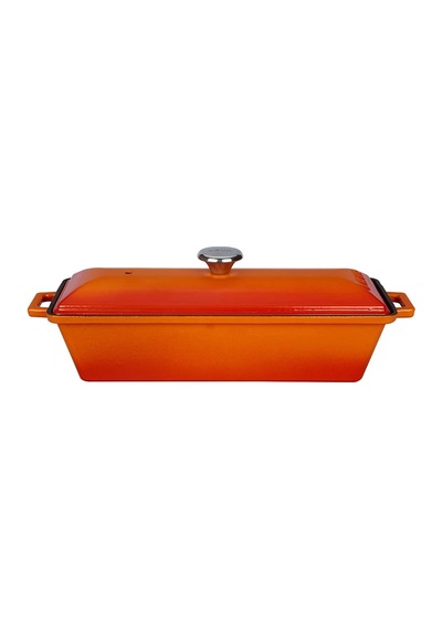 Döküm Ekmek Kabı/terrine, 11x29 Cm, Turuncu Çok Renkli