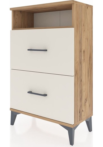 Arges Komodin Tek Raflı 2 Çekmeceli 60x30x96 Çam-aytaşı Çam