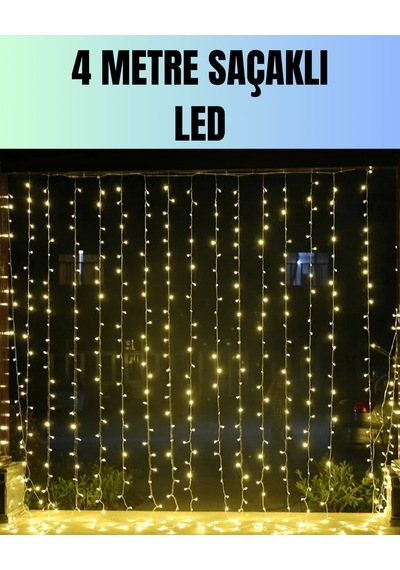 Zengemtx 4 Metre Yılbaşı Şelale Led Perde Işık Ev Bahçe Dekor
