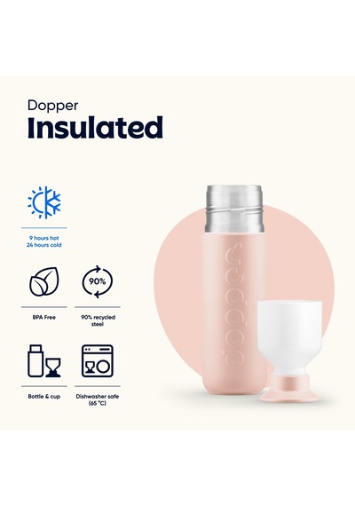 Dopper Insulated Yalıtımlı Termos Şişe 350 Ml - Şeftali Yavruağzı / Beyaz
