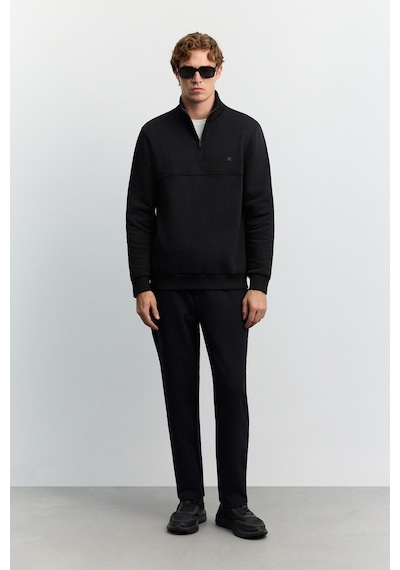 Avva Erkek Siyah Dik Yaka Fermuarlı -5 Dereceye Dayanıklı Regular Fit Sweatshirt A62y1351