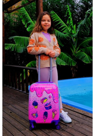 Gedox Kids Pembe Dondurma Mavi İce Cream Desenli Kız Çocuk Valizi 152.02 Pembe Dondurma Mavi İce Cream