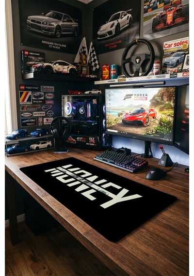 Money Siyah Minimal Tasarım 40x90 Cm Oyuncu Mousepad Kaymaz Taban Büyük Boy Mousepad