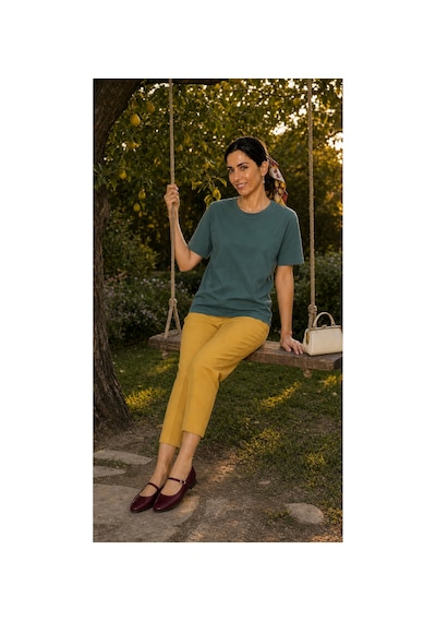 Modi Green Unisex Regular Fit Süprem Sıfır Yaka Kısa Kollu Tişört - Yeşil