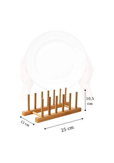 6 Bölmeli Doğal Bambu Bulaşıklık & Kitaplık - 25 X 12 Cm Bambu Bej Diğer