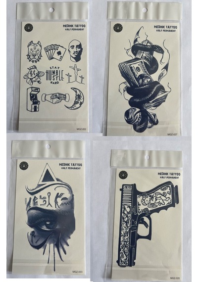 Güç 4 Adet Birden3 Hafta Kalıcı Geçici Yapıştırma Dövme 18x11 Cm