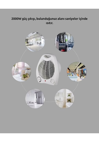 Hnrlıshp Mini Elektrikli Isıtıcı 2000w Güç, Fanlı Isıtma, 3 Isı Modu