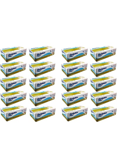 Dolphin Tek Kullanımlık Lateks Beyaz Pudralı Large Muayne Eldiveni - 20 x 100'lü Paket / Koli