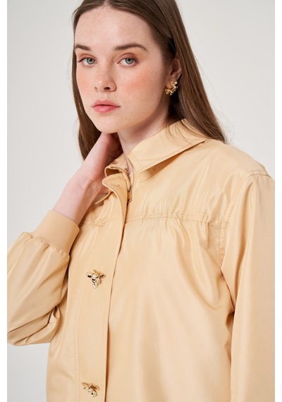 Oe25y939638 Omelya Tafta Bomber Ceket Tereyağı