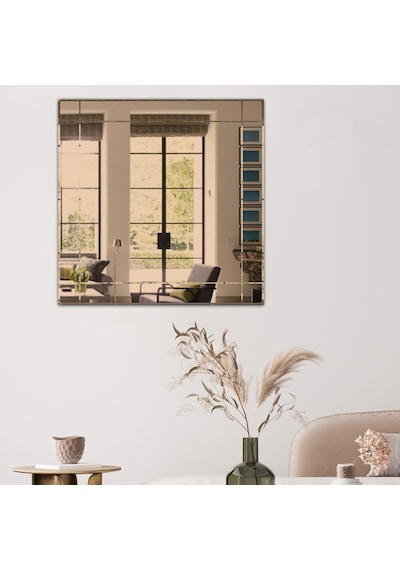 Ayna | Bronz Ayna | Dikdörtgen Kanallı - Kare Ayna | 60Cm X 60Cm Bronz
