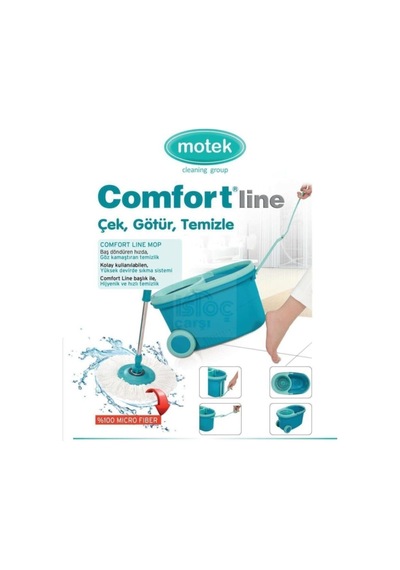 Tekerlekli Taşıma Saplı Comfort Mop Temizlik Seti Mt-10 Mavi
