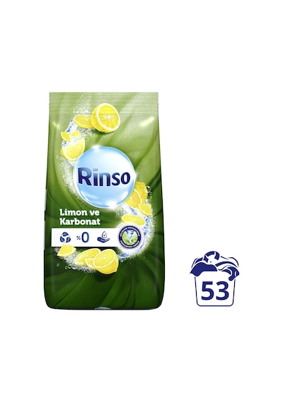 Rinso Limon ve Karbonat Renkliler ve Beyazlar için Toz Çamaşır Deterjanı 53 Yıkama 8 KG