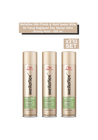 Wellaflex Silk & Finish Hold İpeksi Görünümlü Tutuş Sağlayan Saç Spreyi 250 ML X3 Adet