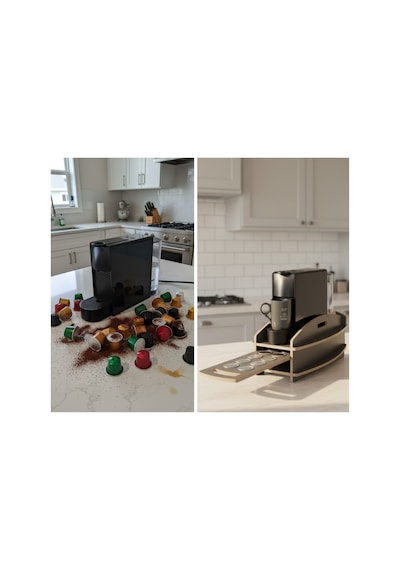 Nespresso Kapsül Standı Ve Çekmecesi Kahve Makinesi Altlığı, Kapsül Düzenleyici Organizer 20x38x15 Cm Antrasit