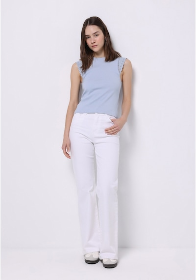 Colins Slim Fit Kadın Mavi Kısa Kol Tişört Cl1074541 Q1.v2 Ble Mavi