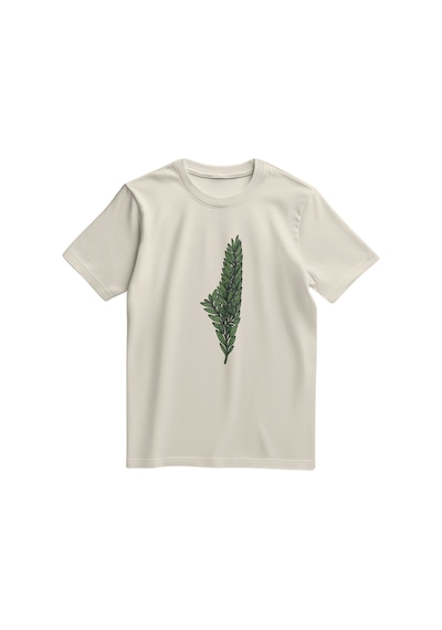 Kısa Kollu Zeytin Dalı İle Filistin Haritası Dijital Baskılı Unisex Filistin Tişört S - 2xl T300026 Krem
