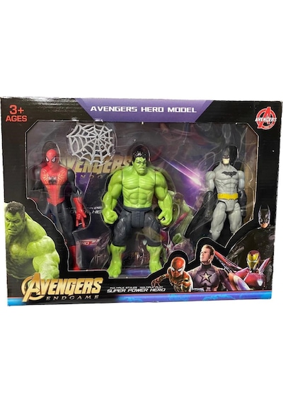 Yenilmezler Işıklı Batman - Hulk -  Örümcek Adam  3'lü Avengers