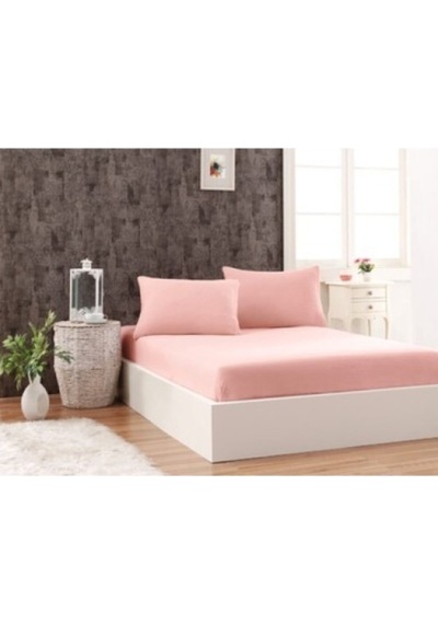 Lastikli 180x200 Penye Çarşaf Battal Boy Pudra Pembe Yastık Dahil Değildir