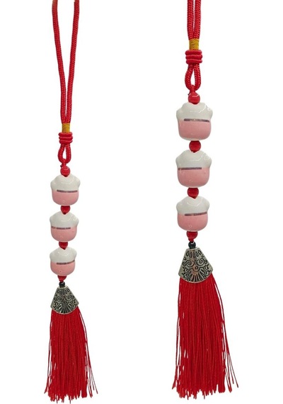 Üçlü Pembe Maneki Neko Şans Kedisi Araba Süsü No.5p
