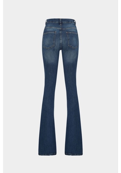 Açelyaokcu High Waist Flare Leg Full Length Stretch Jean Mavi