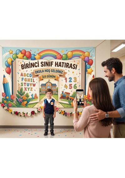Birinci Sınıf Hatırası Okul Posteri Kendinden Yapışkanlı Duvar Folyosu 200x100 Cm